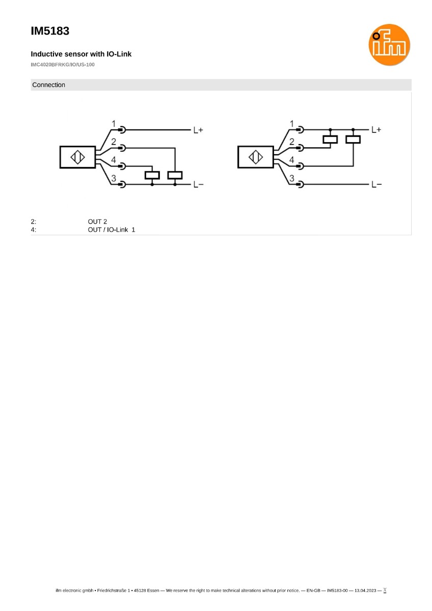 IM5183 \ efector 100 \ Inductive sensors \ IMC4020BFRKG/IO/US-100 \ RO \