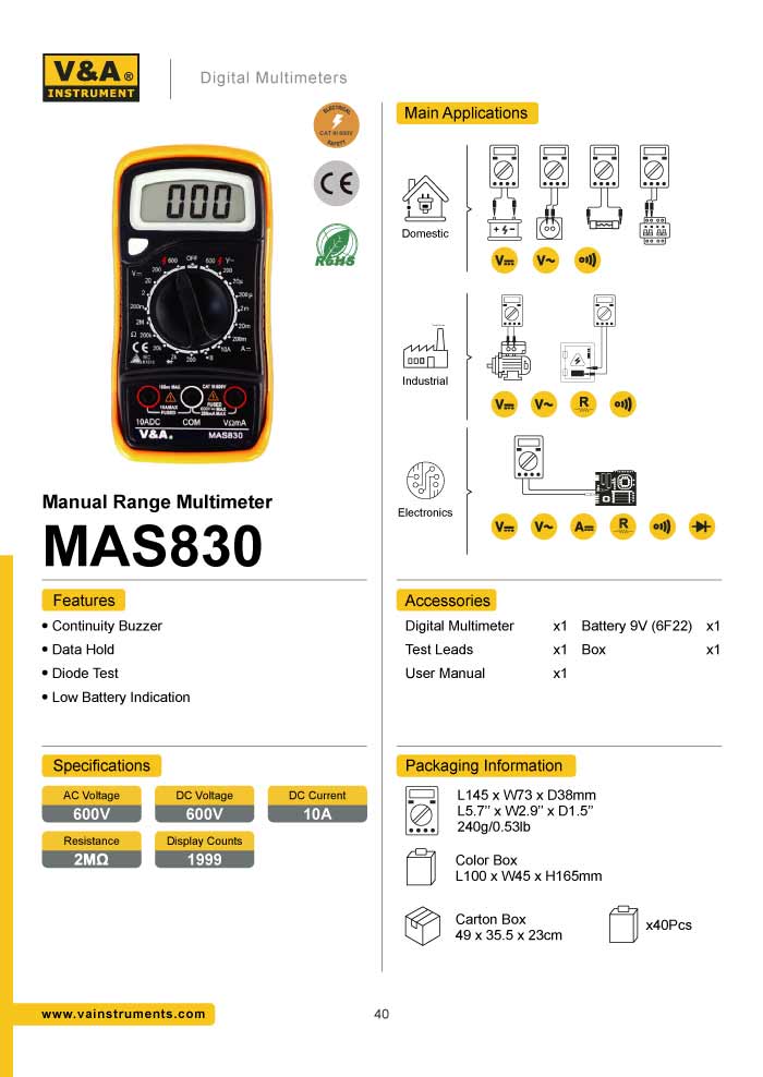 รายละเอียด MAS830 V&A
