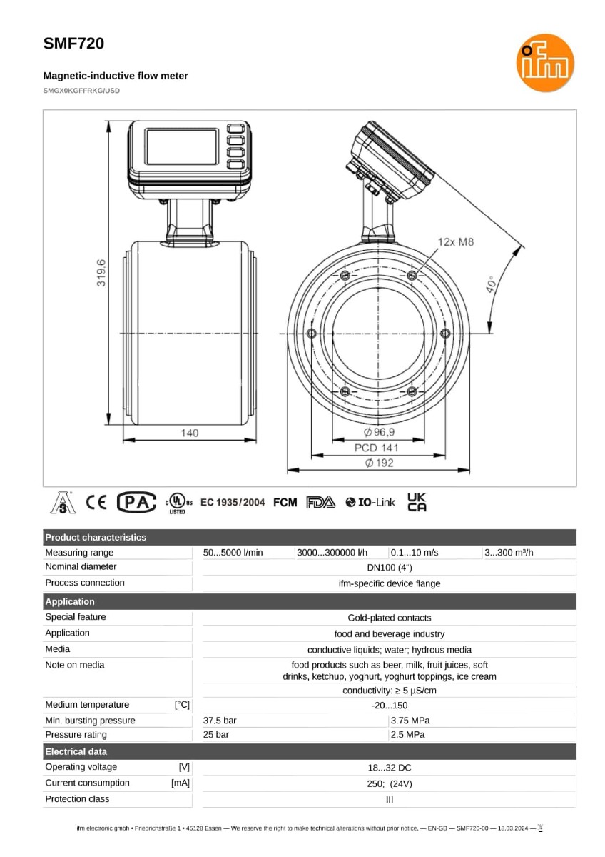 SMF720 \ efector 300 \ Flow sensors \ SMGX0KGFFRKG/USD \ DE \