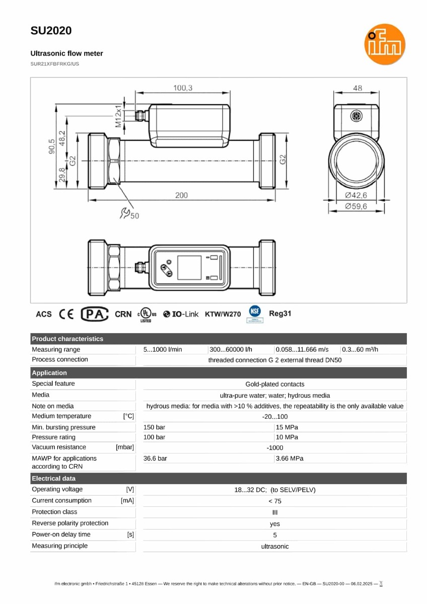 SU2020 \ efector 300 \ Flow sensors \ SUR21XFBFRKG/US \ US \