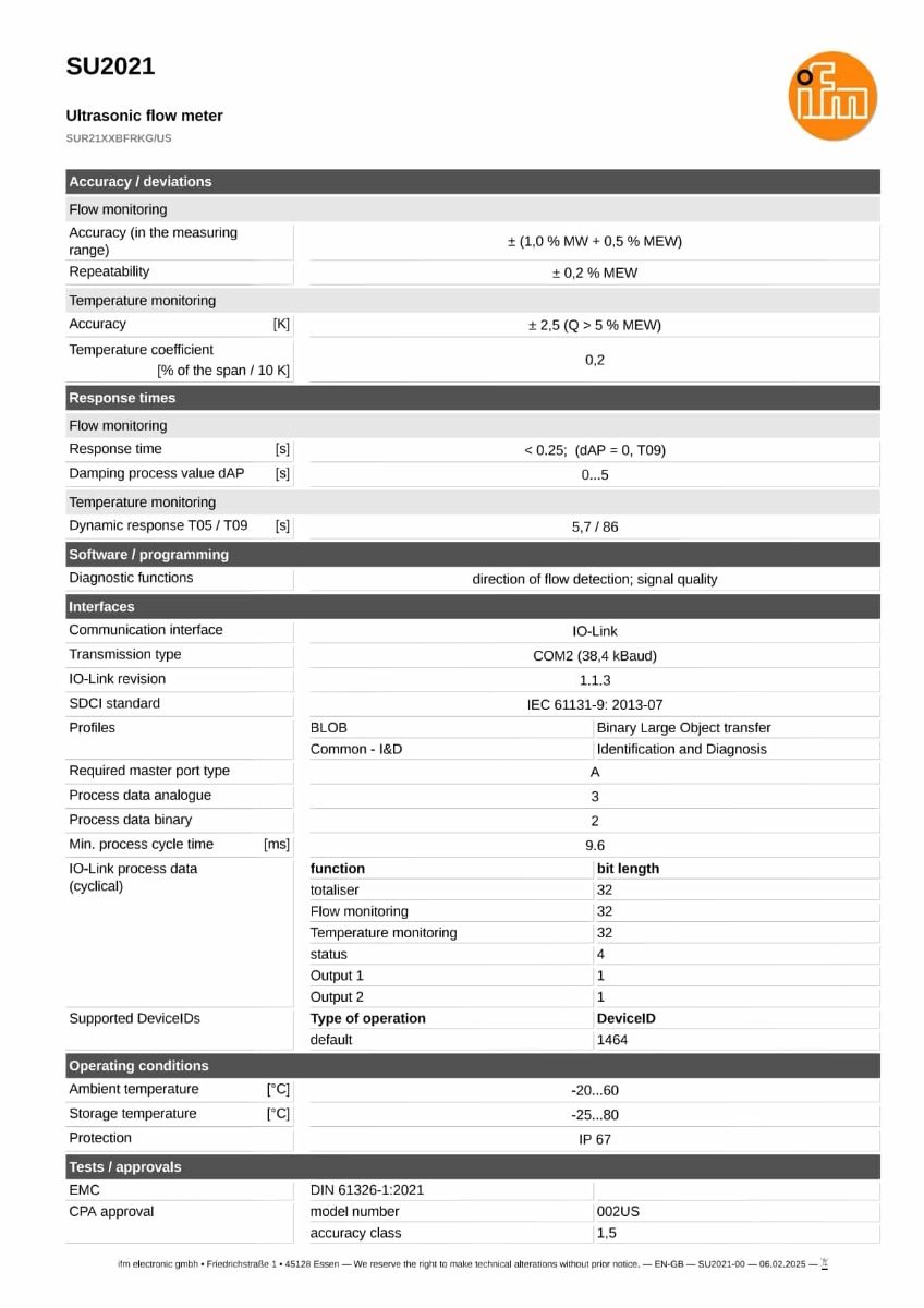 SU2021 \ efector 300 \ Flow sensors \ SUR21XXBFRKG/US
