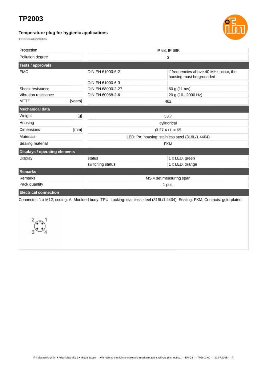 TP2003 \ efector 600 \ Temperature sensors \ TP-FDC-AFZVG/US/ \ US \