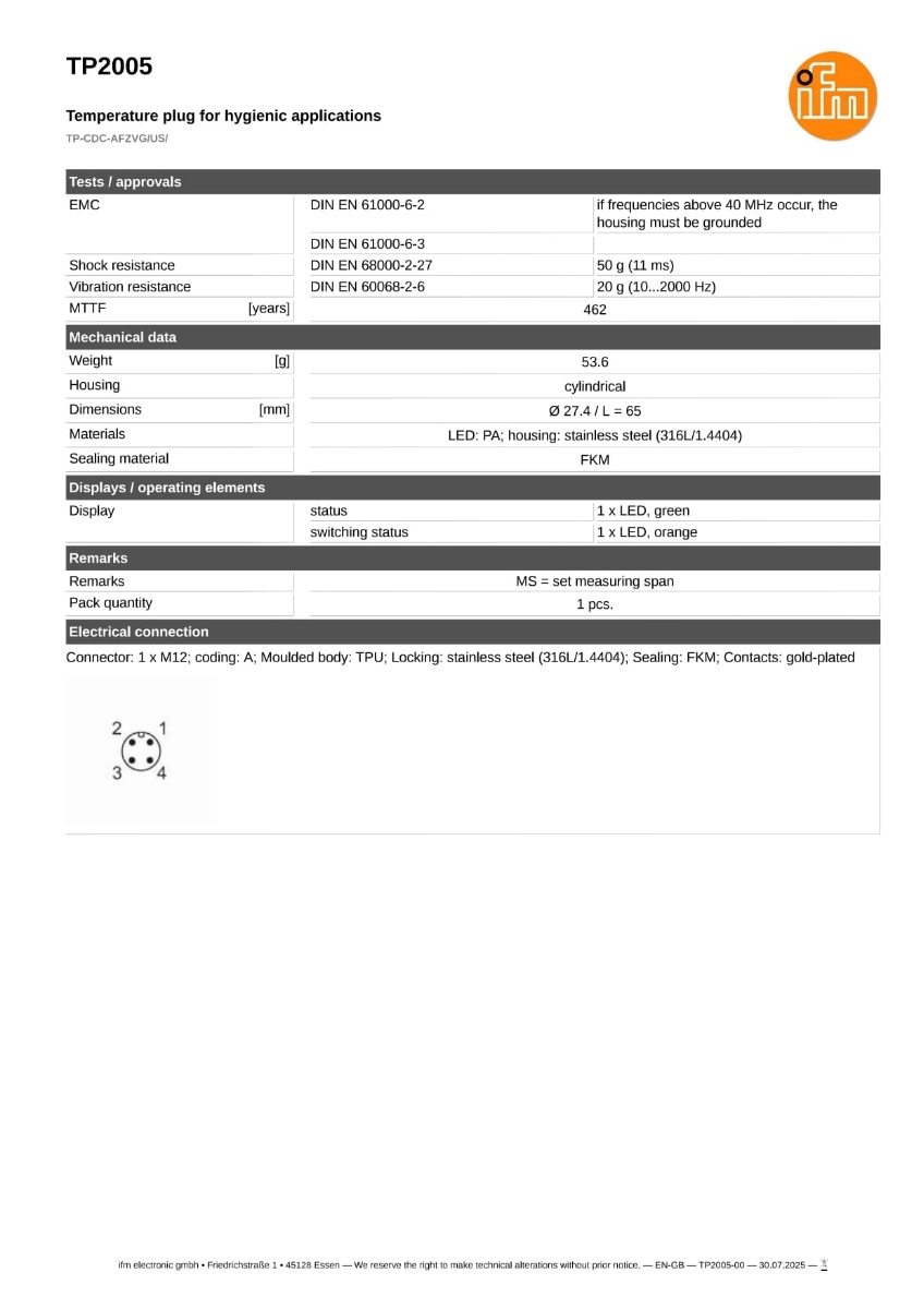 TP2005 \ efector 600 \ Temperature sensors \ TP-CDC-AFZVG/US/ \ US \