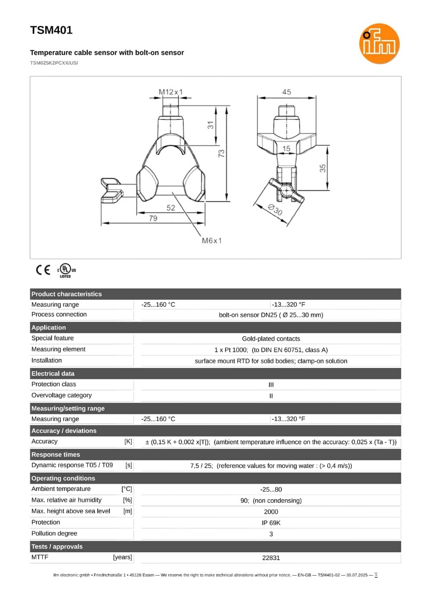 TSM401 \ efector 600 \ Temperature sensors \ TSM025K2PCXX/US/ \ US \