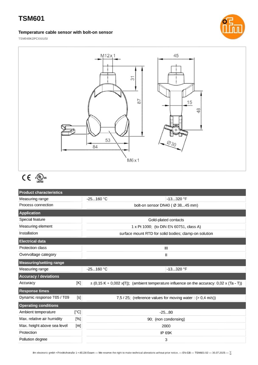 TSM601 \ efector 600 \ Temperature sensors \ TSM040K2PCXX/US/ \ US \