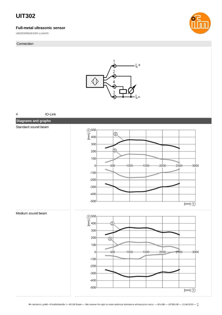 UIT302 \ efector 230 \ Ultrasonic sensors \ UID02500E2KG/IO-Link/US \ IT \