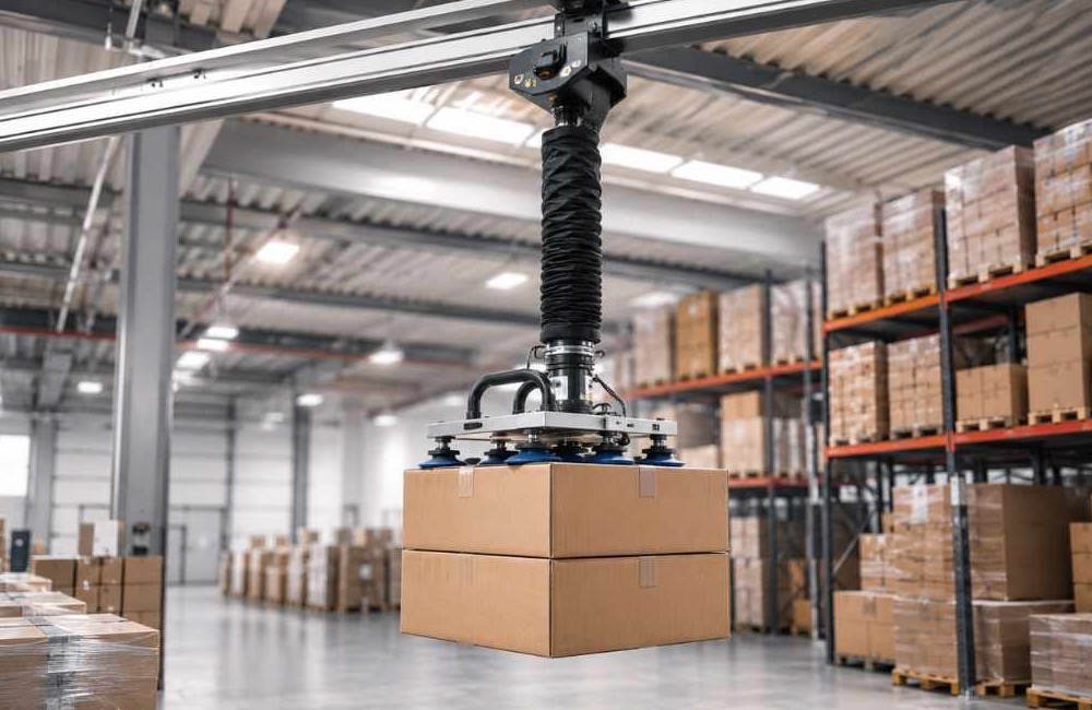 ลิฟต์สุญญากาศแบบ Tube Lifter ยกกล่องในคลังสินค้า