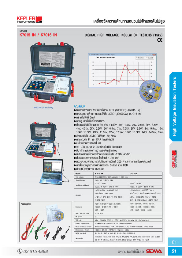 KEPLER เครื่องทดสอบฉนวนไฟฟ้า (Digital High Voltage Insulation Testers) รุ่น K7015 IN