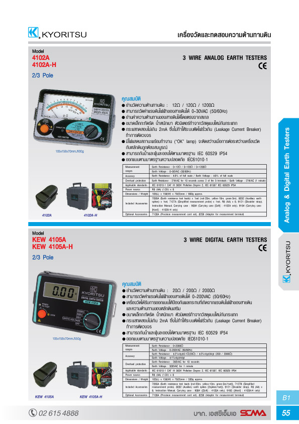 KYORITSU เครื่องทดสอบความต้านทานดิน รุ่น KEW 4105A-H