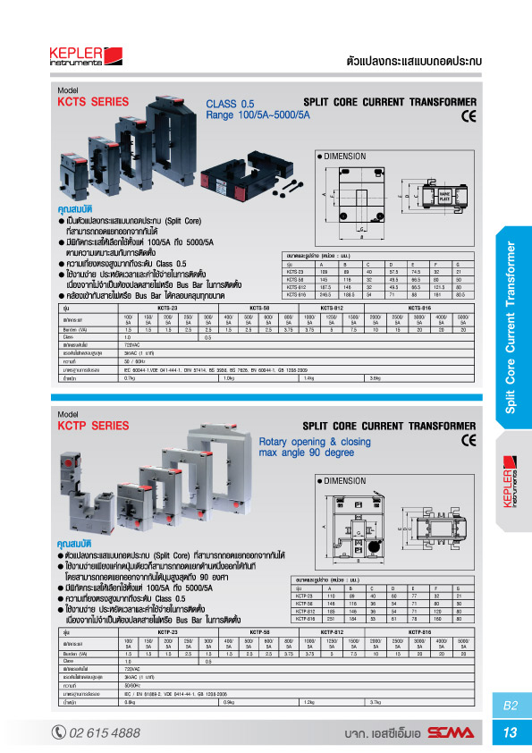 KEPLER ตัวแปลงกระแสไฟฟ้าแบบถอดประกบ รุ่น KCTS-23, 100/5A