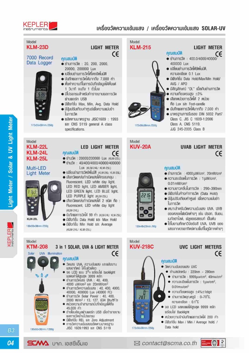 KLM-215 KEPLER เครื่องวัดความเข้มแสง Light meter