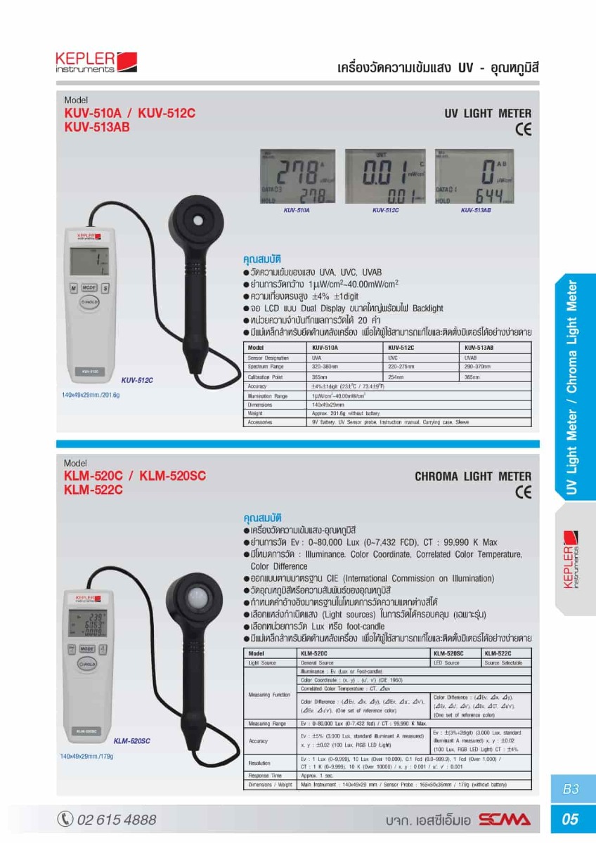 KLM-520C KEPLER เครื่องวัดอุณหภูมิสี Chroma Light meter