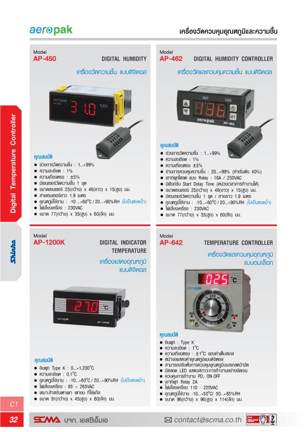 Aeropak เครื่องวัดและควบคุมอุณหภูมิ รุ่น AP-642 Temperature controllers