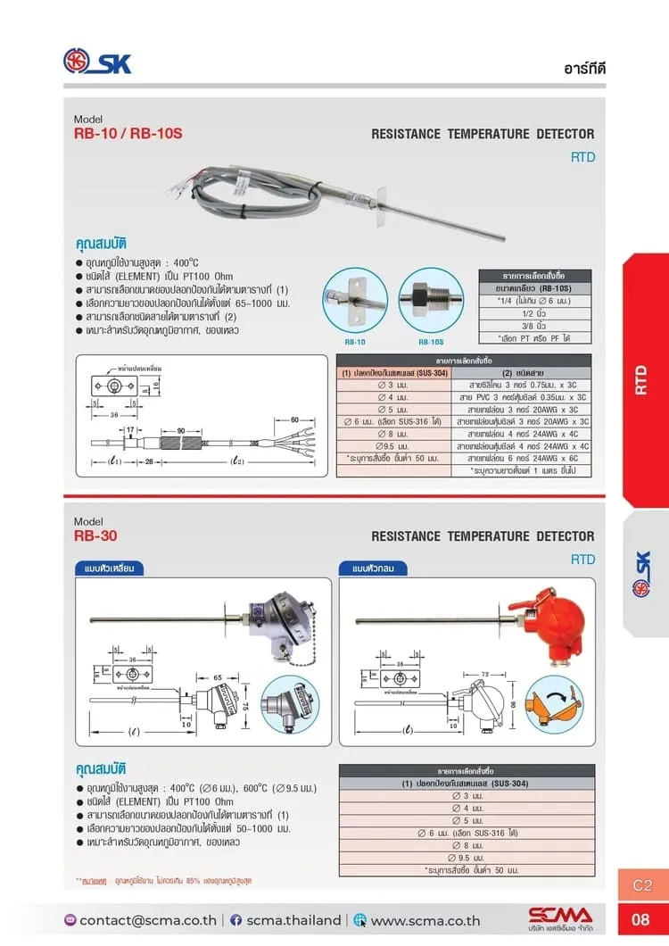 RB-10 SK อาร์ทีดีวัดอุณหภูมิ PT100