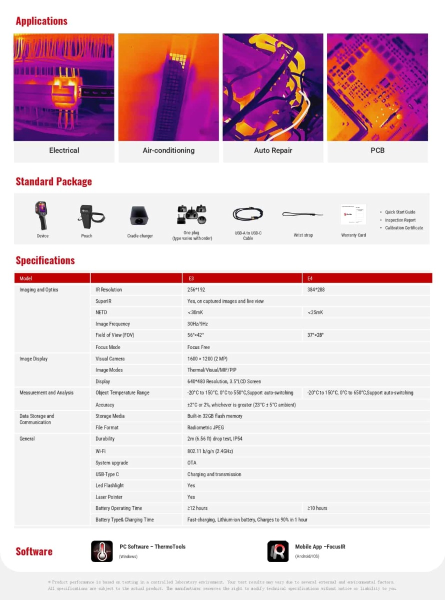 E3 Tool-like กล้องถ่ายภาพความร้อน Thermal camera ข้อมูล