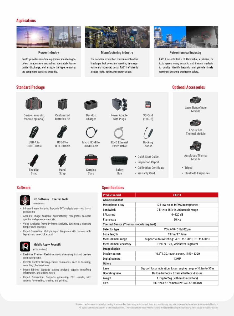 FA611 Acoustic & Thermal Imaging Camera เครื่องสแกนความร้อนและคลื่นเสียง