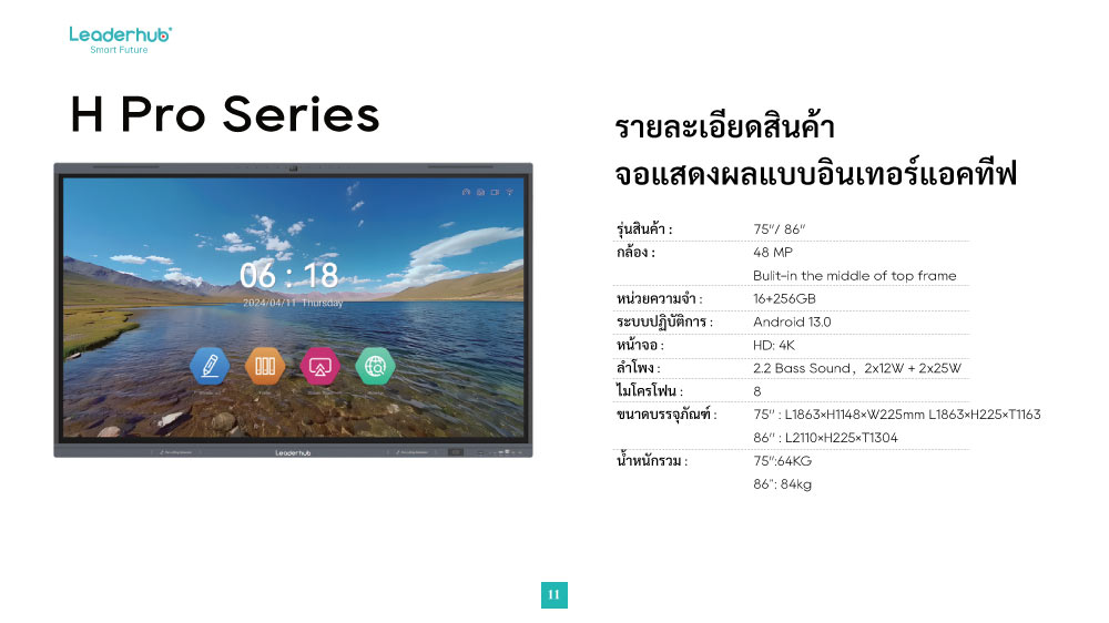 L65H Interactive Multimedia Display (หน้าจอสัมผัสอัจฉริยะ) Leaderhub