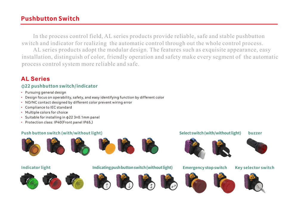 AL-2T1R102 Red Pushbuttons Flush 22mm. Monentary Mibbo