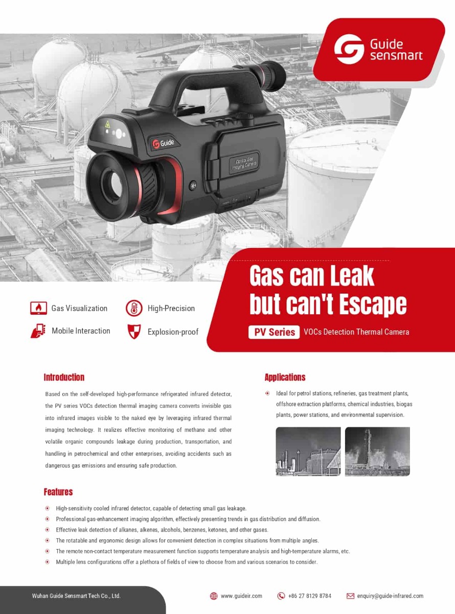 PV400 VOCs Detection กล้องถ่ายภาพความร้อนสำหรับตรวจจับสารระเหยอินทรีย์ (VOCs) Thermal Camera 