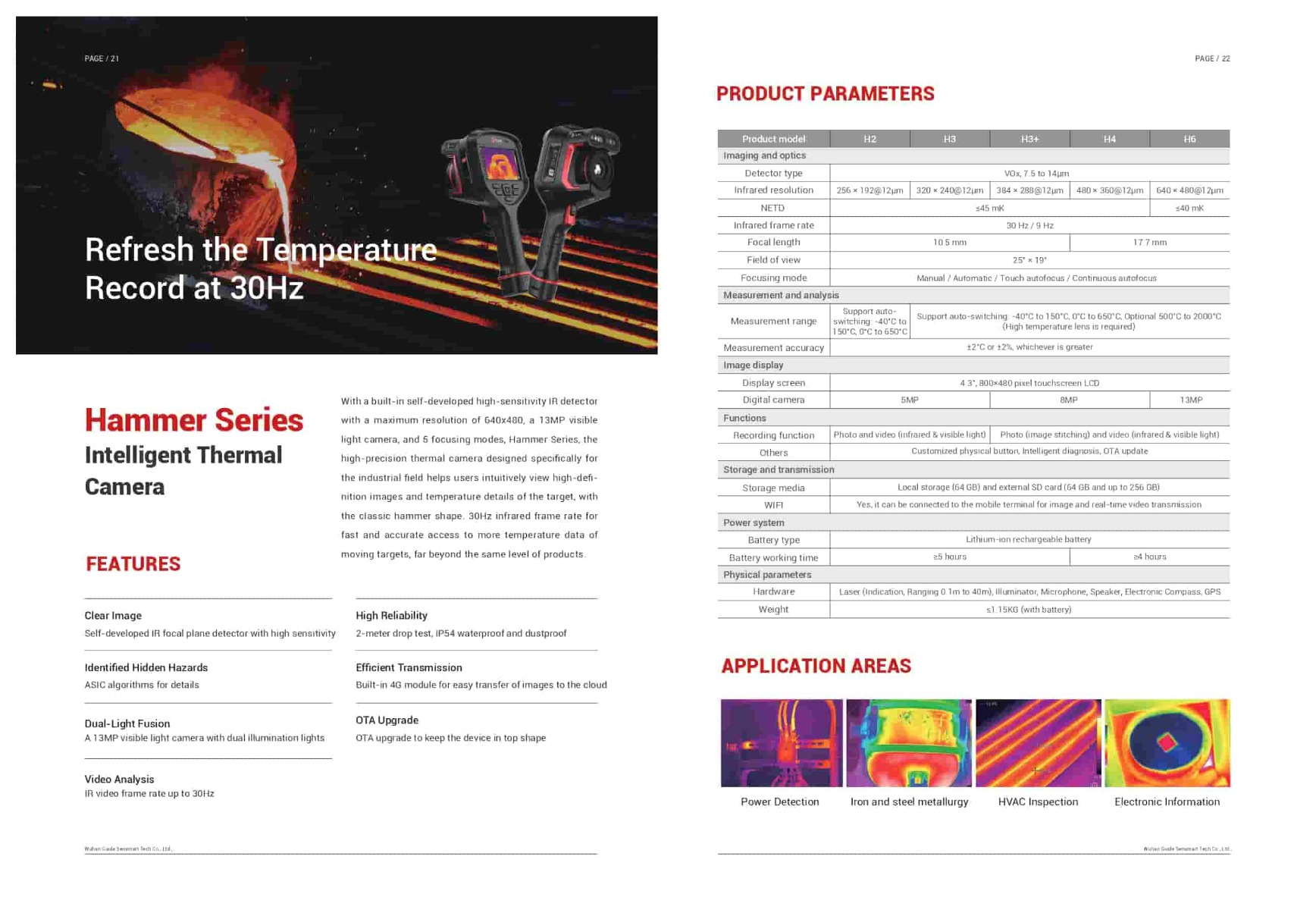 H3+,-40…650C. 384x288 IR กล้องถ่ายภาพความร้อน Resolution Intelligent Thermal Camera