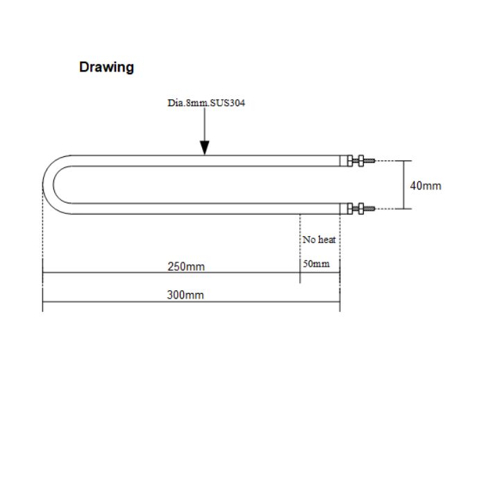 ฮีตเตอร์สแตนเลสตัวยู DIA. 8 x 300MM 1500W AC220V SANGI รุ่น  U-3150