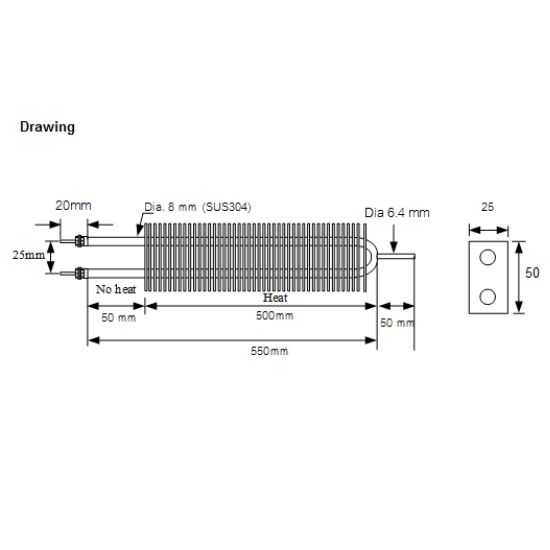 ฮีตเตอร์ครีบ CAL-P1063 L-550MM (LH-500MM) 1000W AC220V