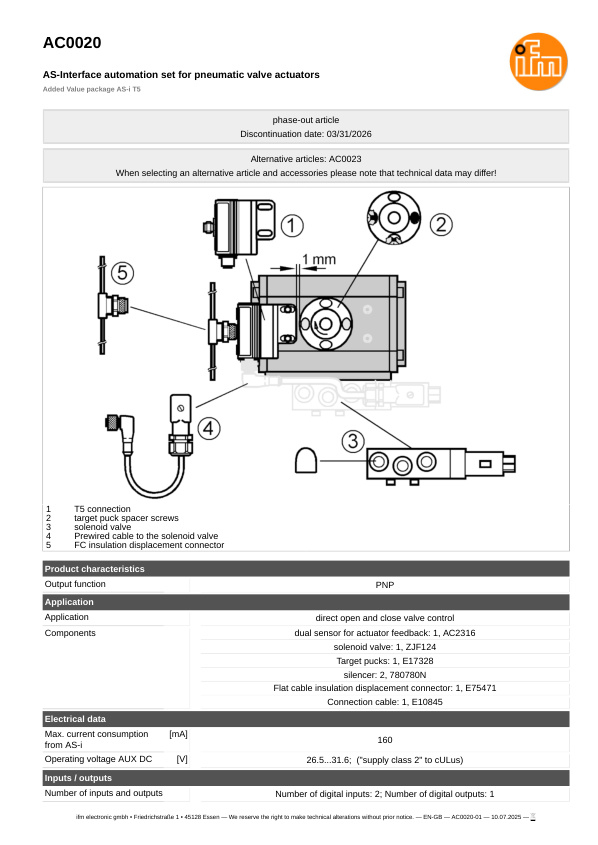 AC0020 \ efector 180 \ Valve sensors \ Added Value package AS-i T5 \ DE \ datasheet