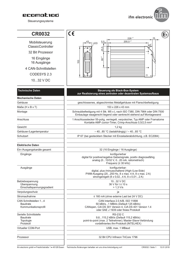 CR0032 \ ecomat 100 \ Mobile controllers \ R360/ClassicController/32 \ DE \ datasheet