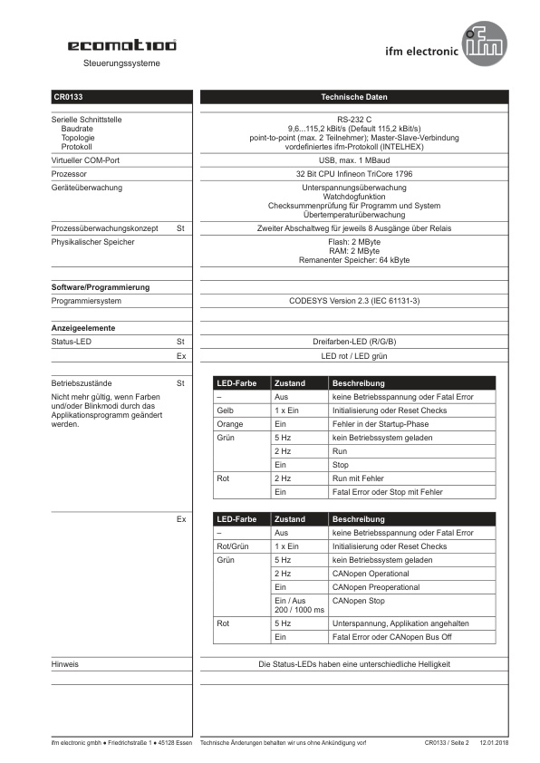 CR0133 \ ecomat 100 \ Mobile controllers \ R360/32bit Ext/32 In/32 Out \ DE \ datasheet