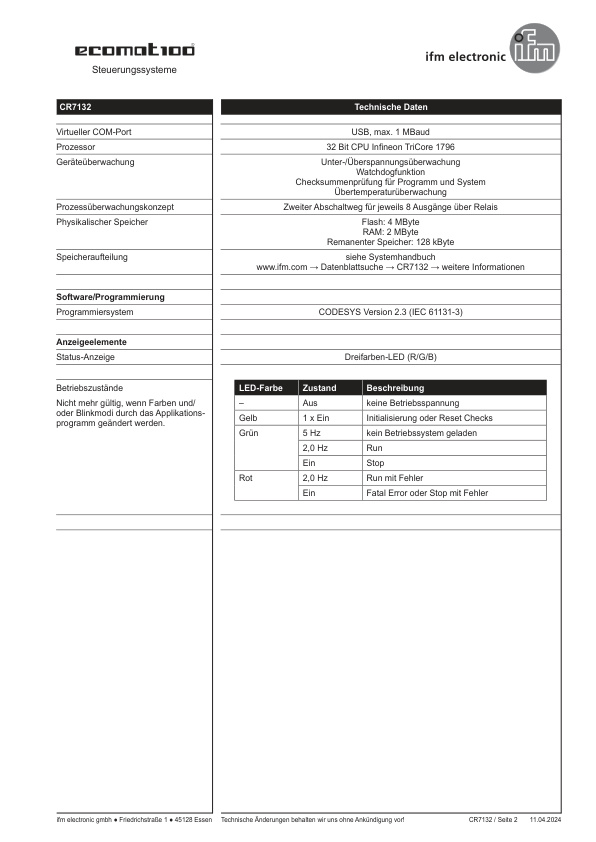 CR7132 \ ecomat 100 \ Mobile controllers \ R360/SafetyControllerEX/32 \ DE \ datasheet