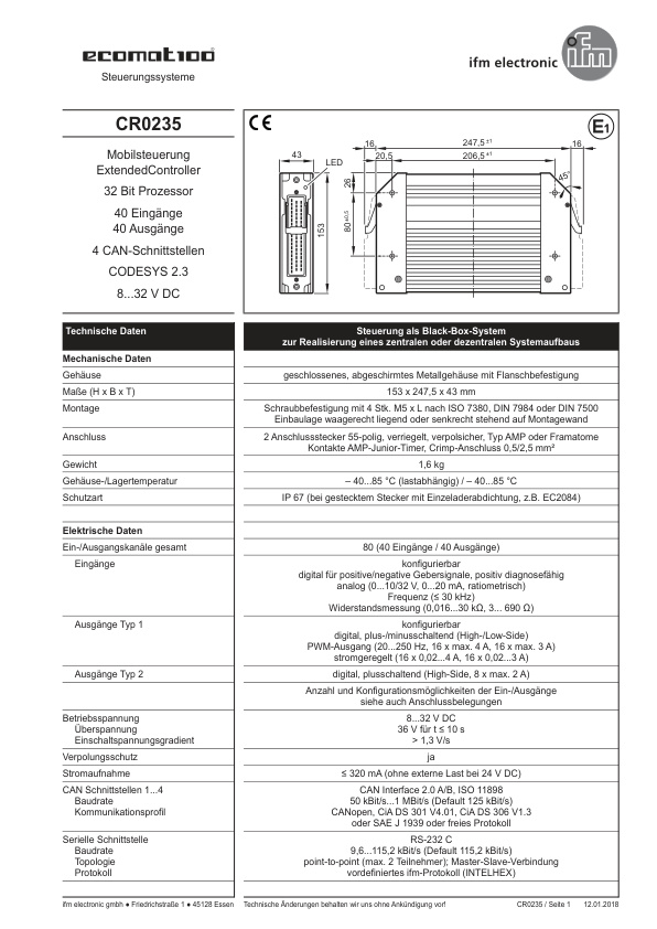 CR0235 \ ecomat 100 \ Mobile controllers \ R360/32 bit Ext/EIOS/80 I/O \ DE \ datasheet