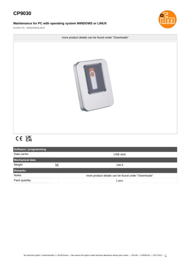 CP9030 \ ecomat 100 \ Mobile controllers \ ifmSDK PC - WINDOWS/LINUX \ DE \ datasheet