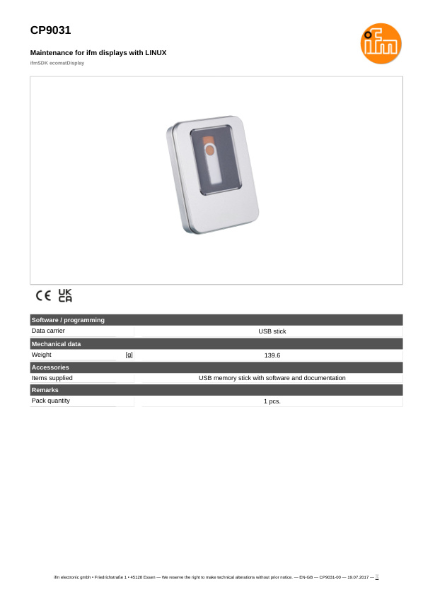 CP9031 \ ecomat 100 \ Mobile controllers \ ifmSDK ecomatDisplay \ DE \ datasheet