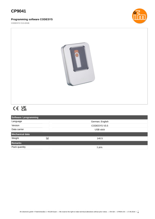 CP9041 \ ecomat 100 \ Mobile controllers \ CODESYS V3.5-D/GB \ DE \ datasheet