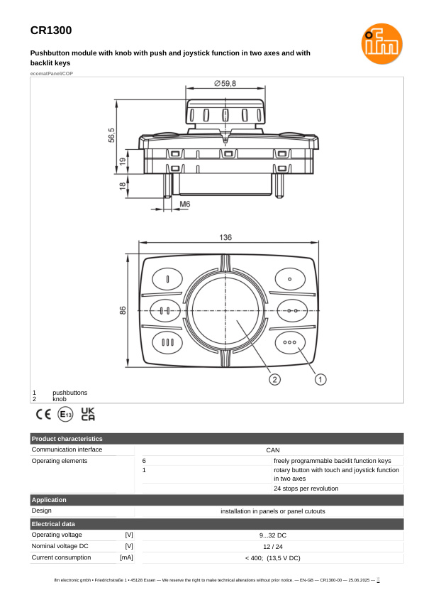 CR1300 \ ecomat 100 \ Mobile controllers \ ecomatPanel/COP \ CN \ datasheet
