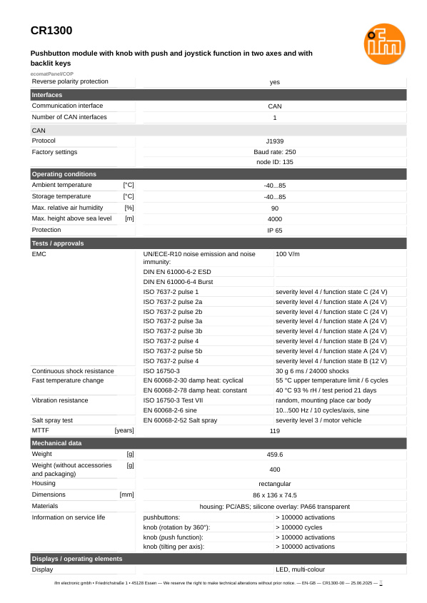 CR1300 \ ecomat 100 \ Mobile controllers \ ecomatPanel/COP \ CN \ datasheet