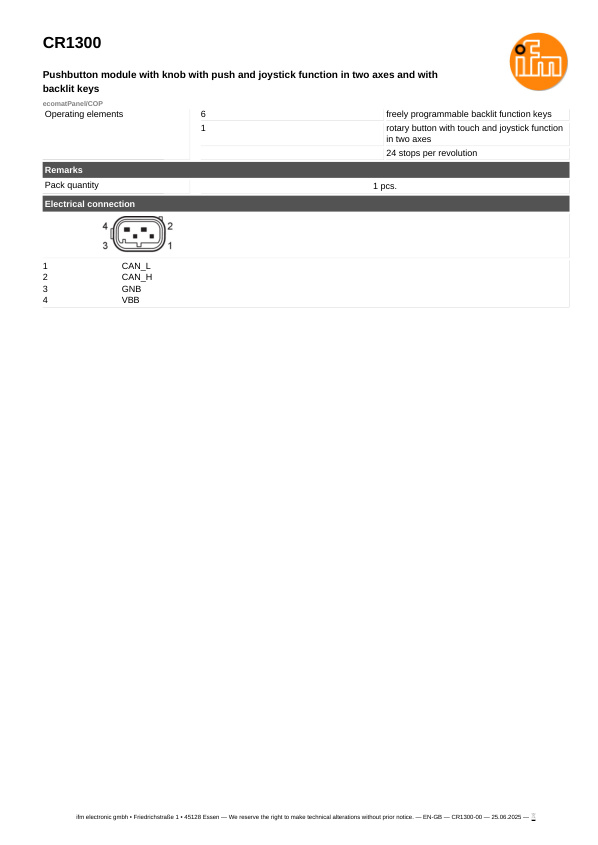 CR1300 \ ecomat 100 \ Mobile controllers \ ecomatPanel/COP \ CN \ datasheet