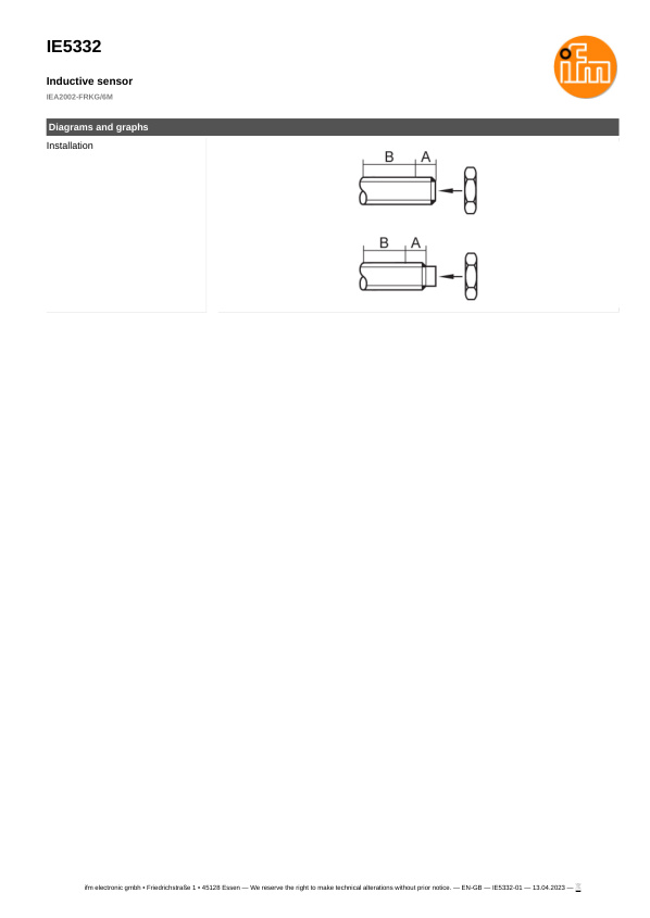 IE5332 \ Inductive sensor \ Range 2 mm \ PNP/NPN NO/NC \ M8 \ Cable PUR 6m datasheet