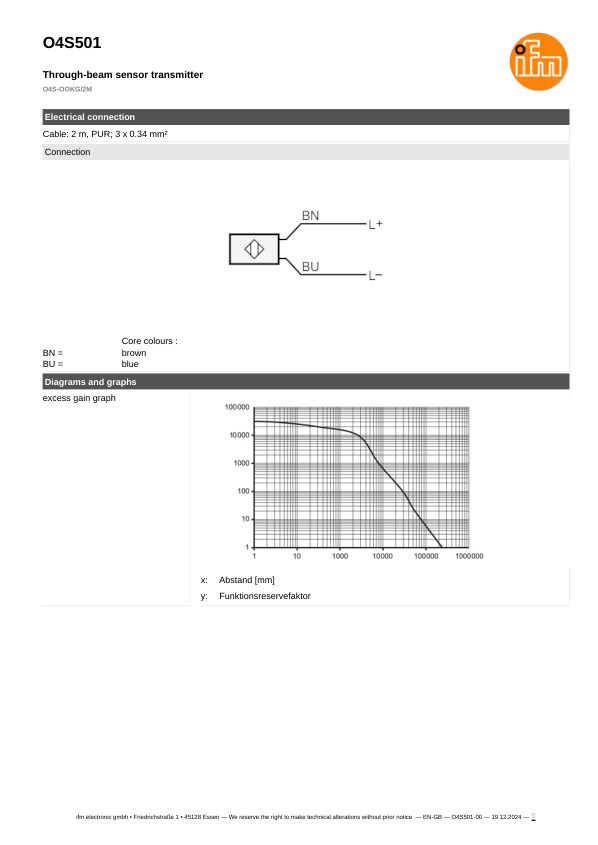 O4S501 \ efector 200 \ Photoelectric sensors \ O4S-OOKG/2M \ DE \ datasheet