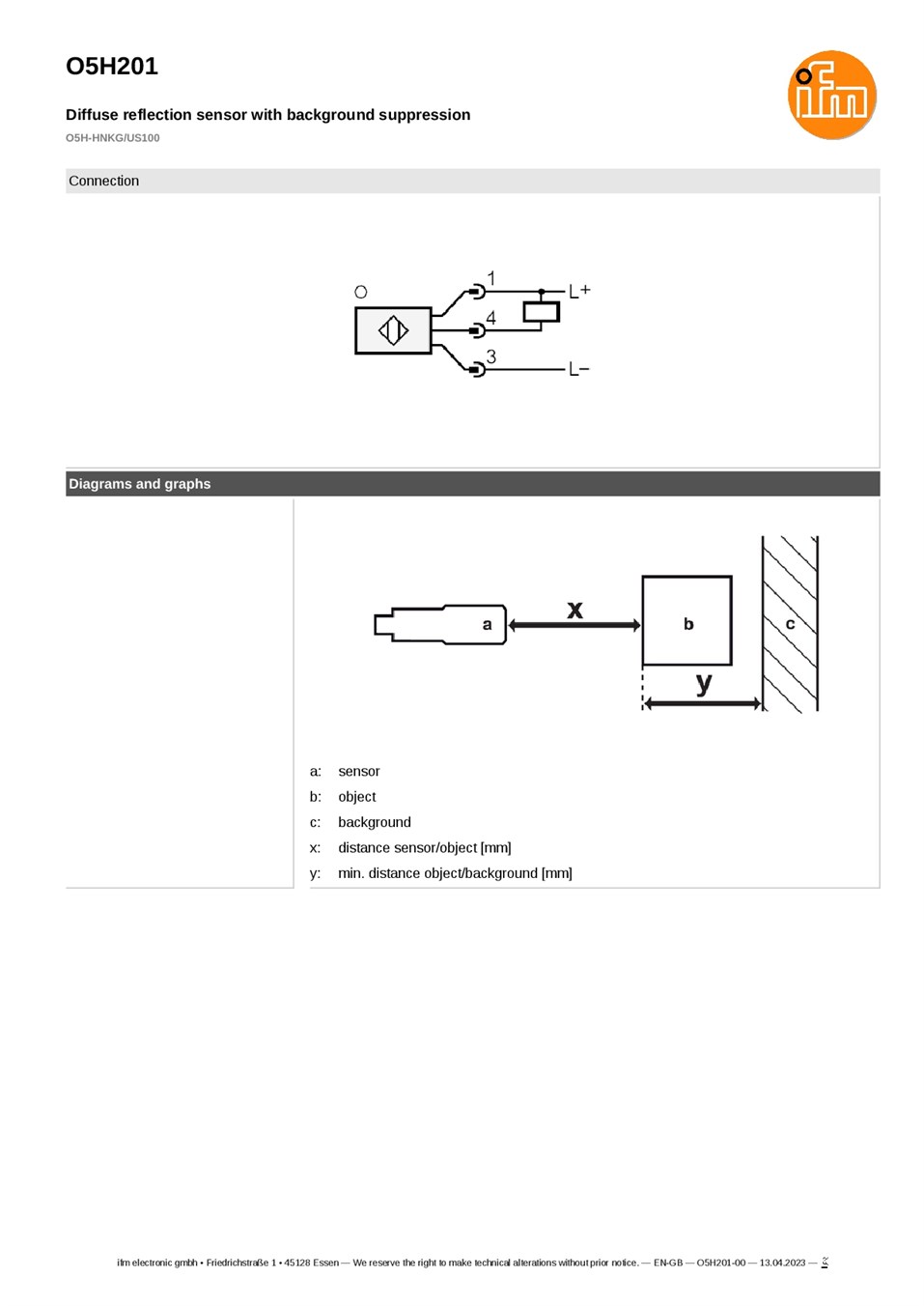 O5H201 \ Diffuse reflection \ Range 1400 mm \ NPN light-on mode \ Rectangular \ Connector M12 datasheet