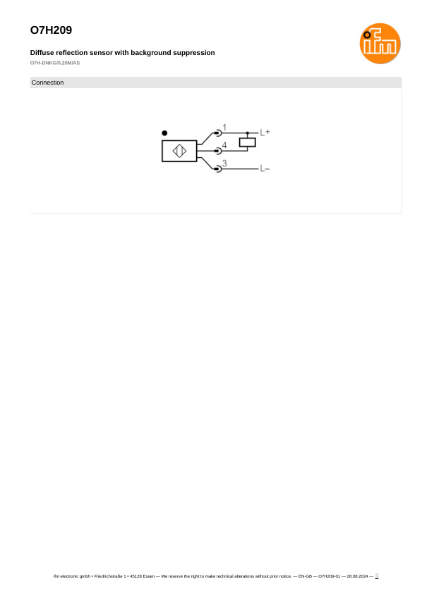 O7H209 \ efector 200 \ Photoelectric sensors \ O7H-DNKG/0,20M/AS \ SG \ datasheet