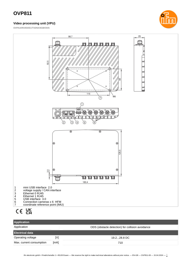 OVP811 \ efector 250 \ Object recognition \ OVPAA/RO/E0/E1/TX2NX/4GB/ODS \ DE \ datasheet