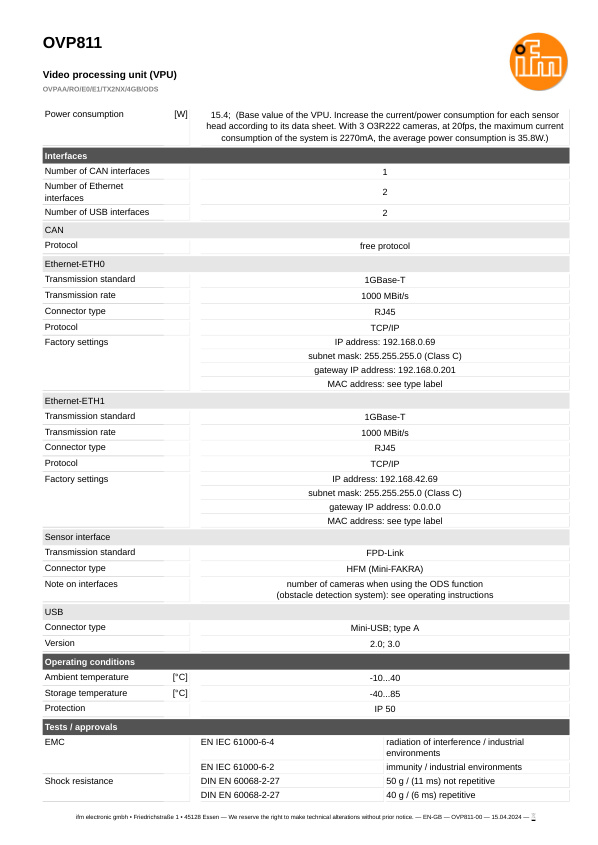 OVP811 \ efector 250 \ Object recognition \ OVPAA/RO/E0/E1/TX2NX/4GB/ODS \ DE \ datasheet