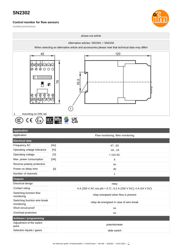 SN2302 \ Flow sensor \ relay datasheet