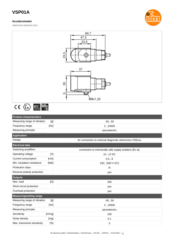 VSP01A \ efector 800 \ Diagnostic systems \ VIBRATION SENSOR ATEX \ GB \ datasheet