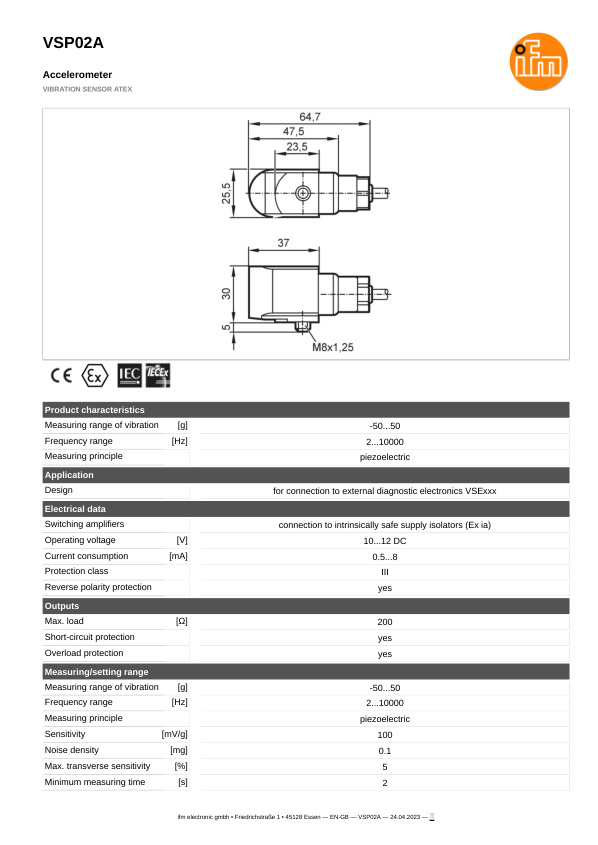 VSP02A \ efector 800 \ Diagnostic systems \ VIBRATION SENSOR ATEX \ GB \ datasheet