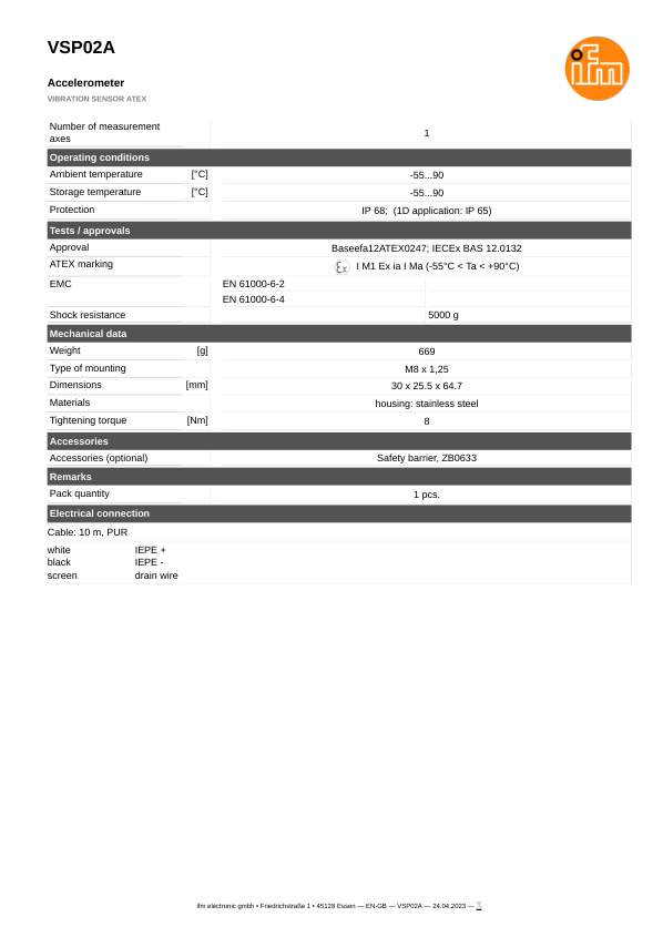 VSP02A \ efector 800 \ Diagnostic systems \ VIBRATION SENSOR ATEX \ GB \ datasheet
