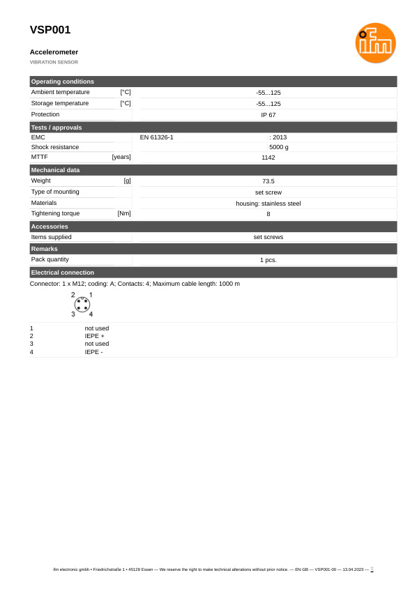 VSP001 \ efector 800 \ Diagnostic systems \ VIBRATION SENSOR \ GB \ datasheet