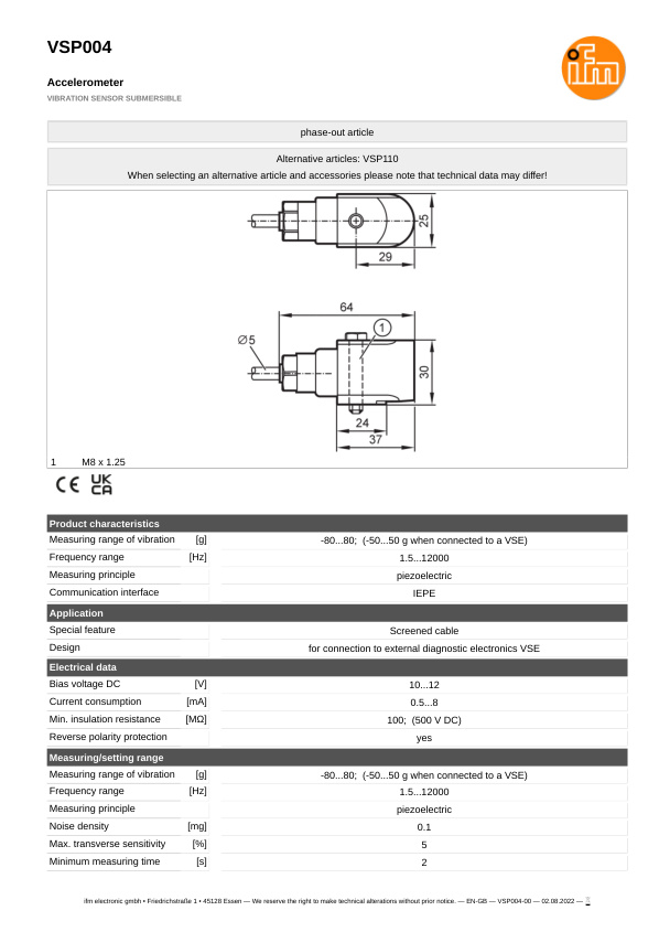 VSP004 \ efector 800 \ Diagnostic systems \ VIBRATION SENSOR SUBMERSIBLE \ GB \ datasheet