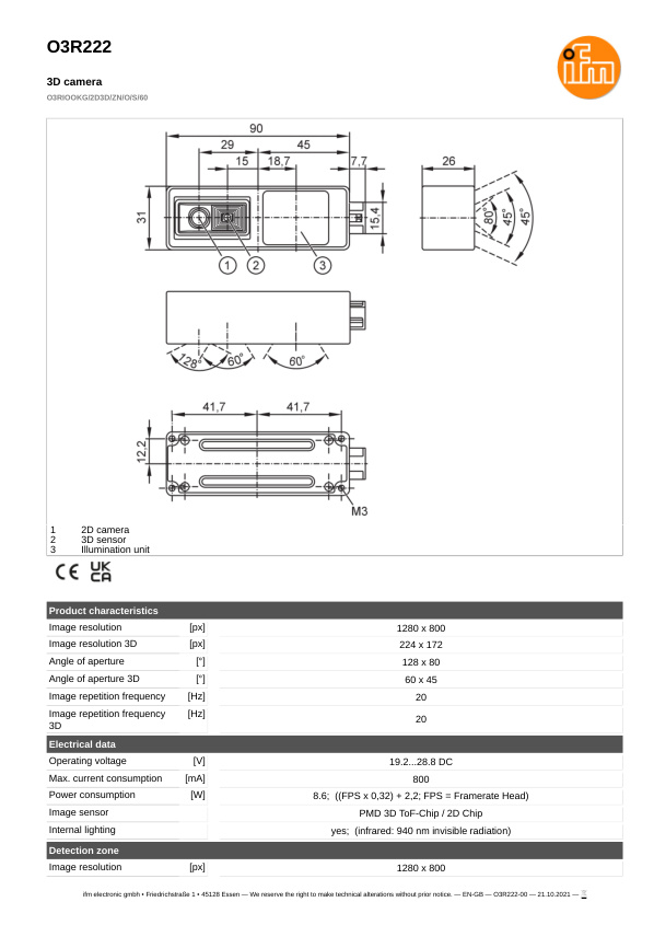 O3R222 \ efector 250 \ Object recognition \ O3RIOOKG/2D3D/ZN/O/S/60 \ DE \ datasheet